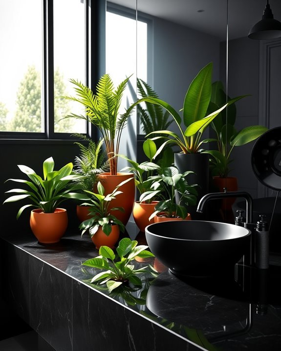 terracotta pots contrast beautifully