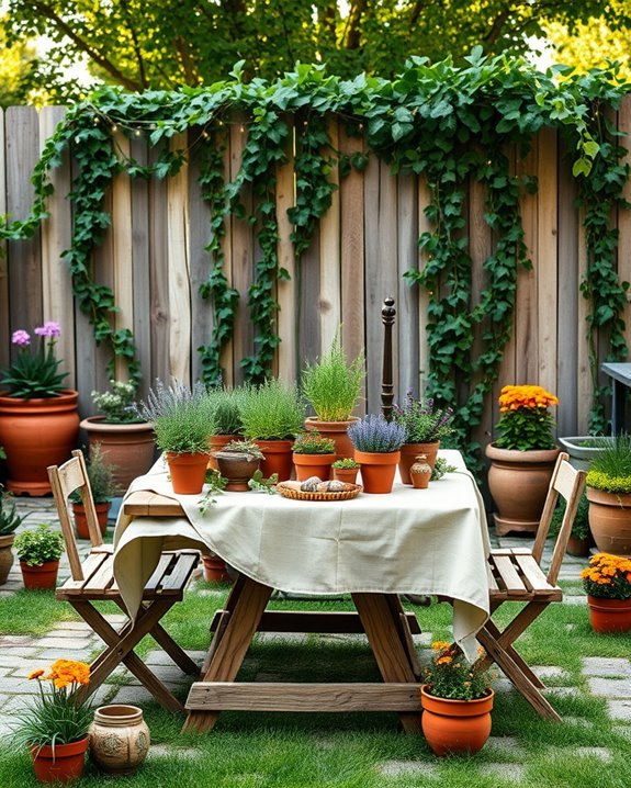 terracotta pots enhance rustic ambiance