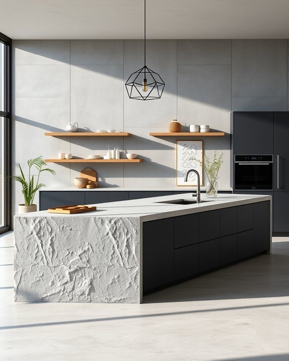textured beton kitchen surfaces