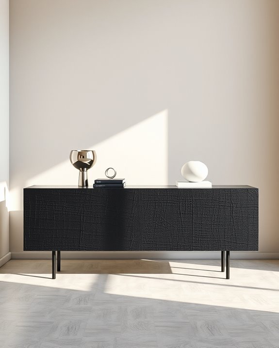 textured black console elegance