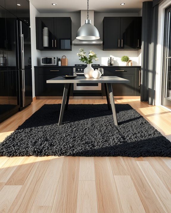 textured black kitchen rugs