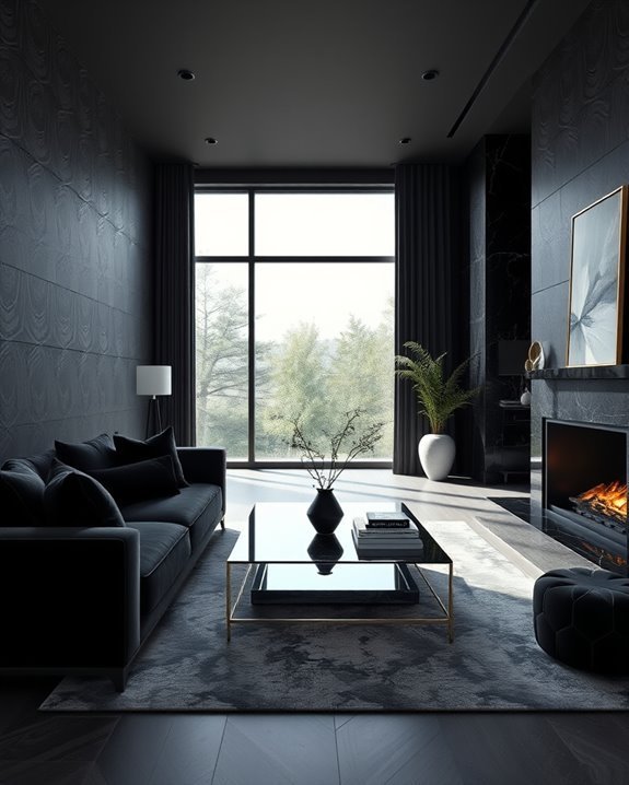 textured black wall elegance