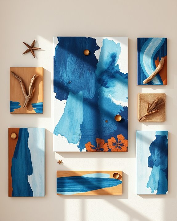 textured blue and brown art