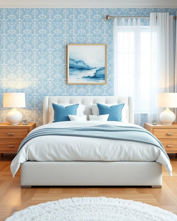 textured blue and white wallpaper