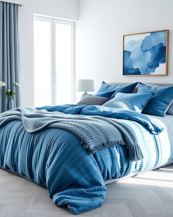 textured blue bedding options