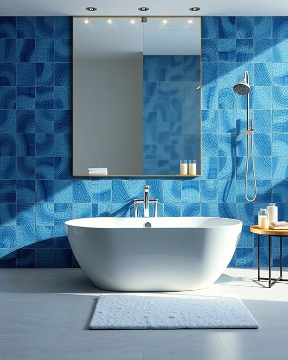 textured blue ceramic tiles