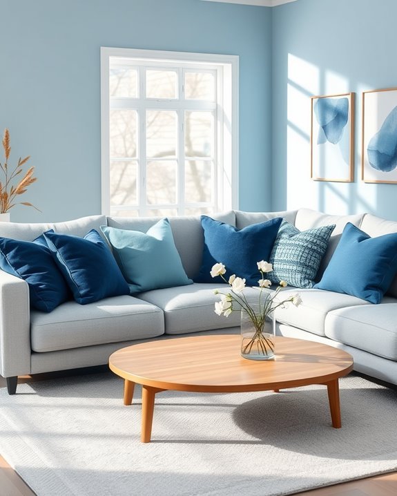 textured blue throw pillows