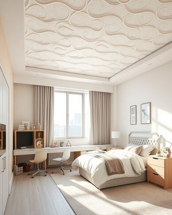 textured ceiling panels enhance creativity
