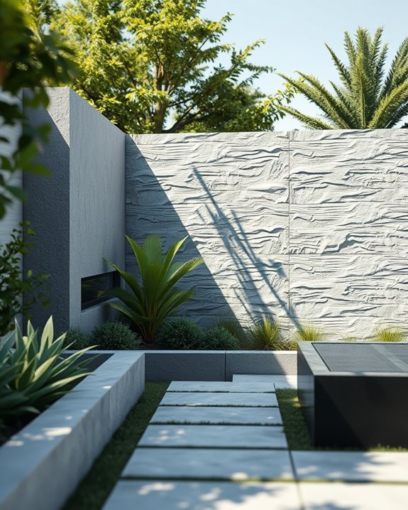 textured concrete fence designs