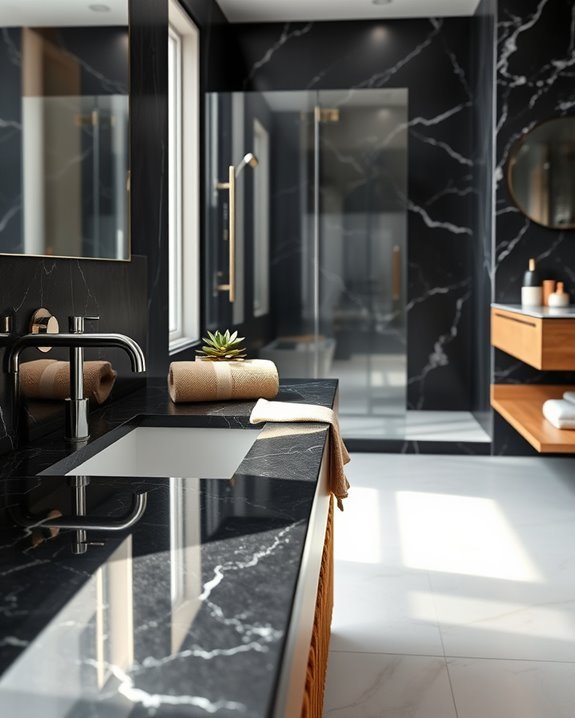 textured contrasts in bathrooms