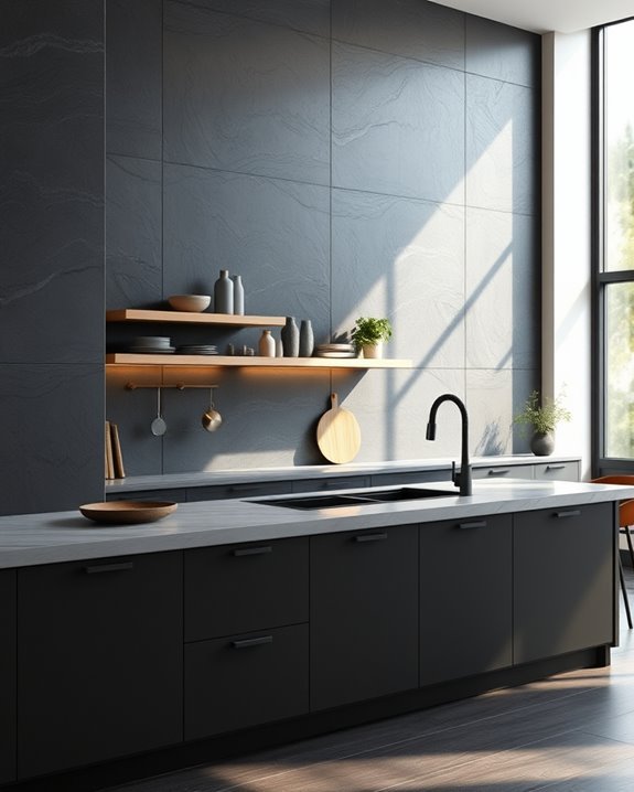 textured dark grey wall treatments