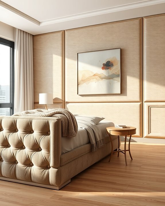textured fabric panels enhance ambiance