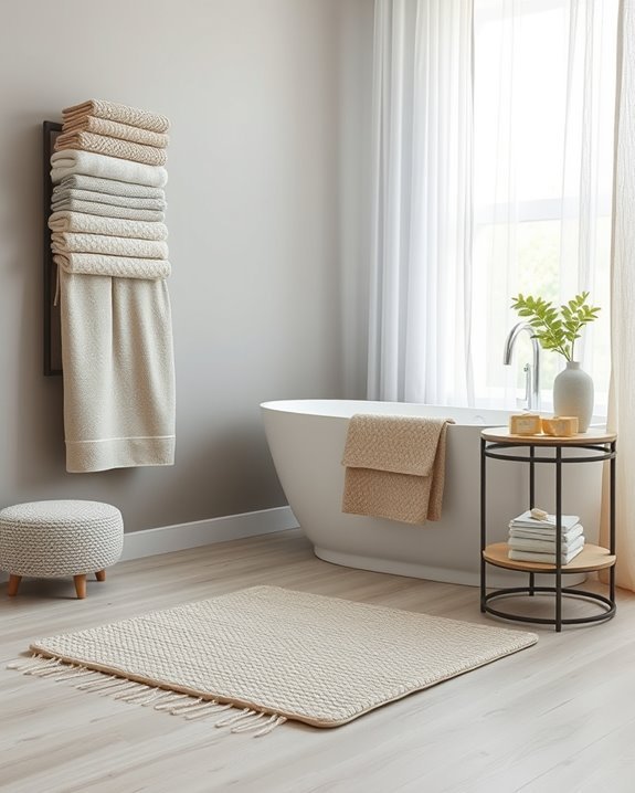 textured fabrics enhance bathrooms