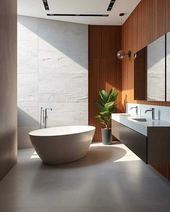 textured finishes enhance bathrooms