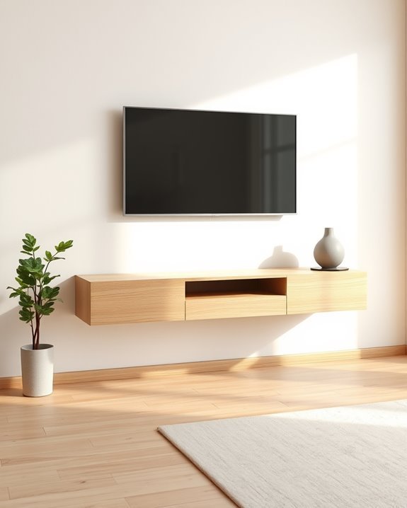 textured floating tv stand