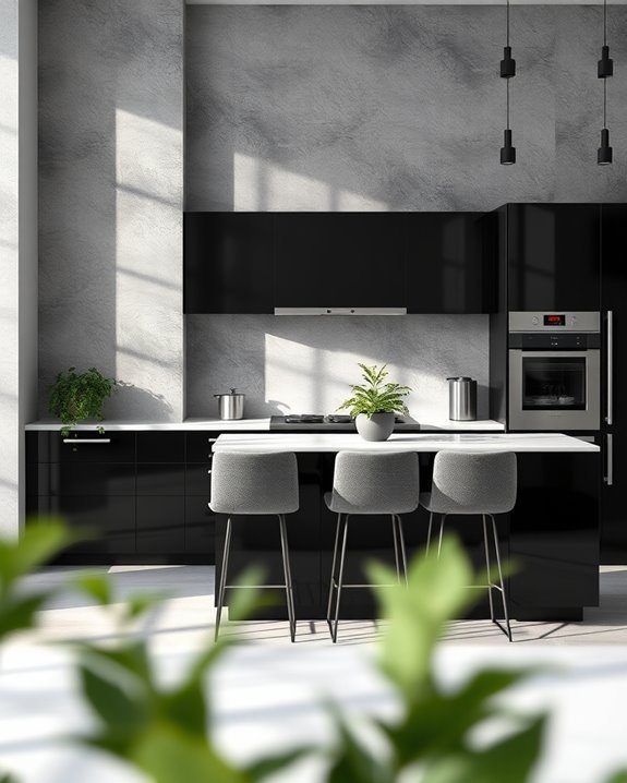 textured gray kitchen walls