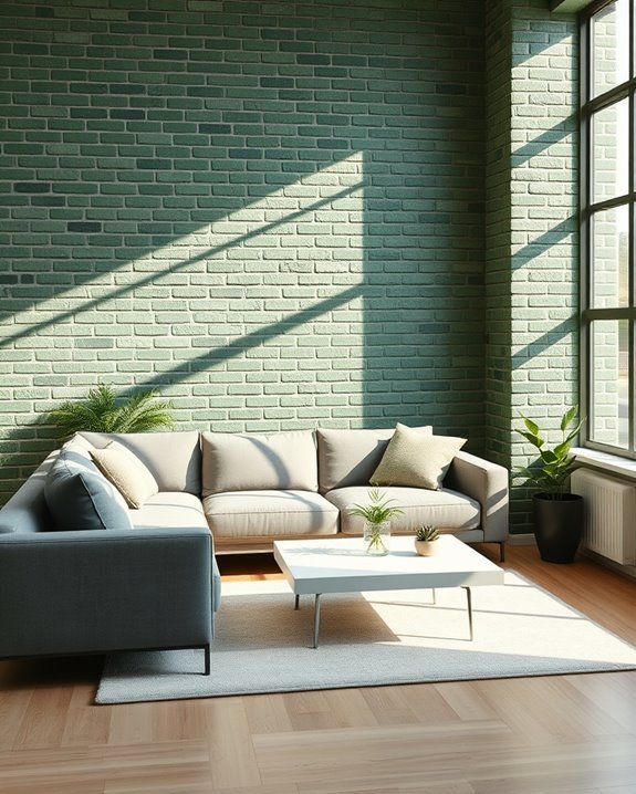 textured green brick wall