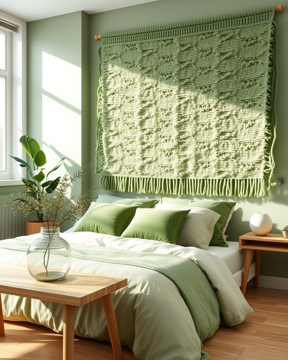 textured green fabric art
