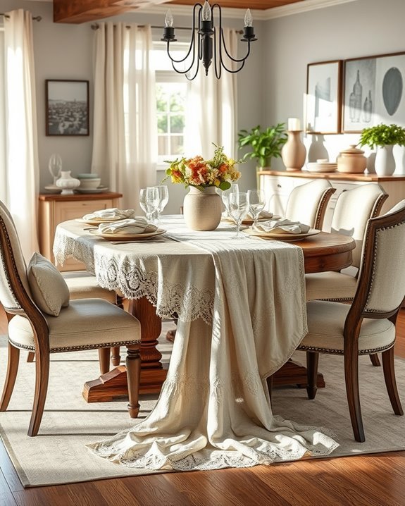 textured linens enhance dining