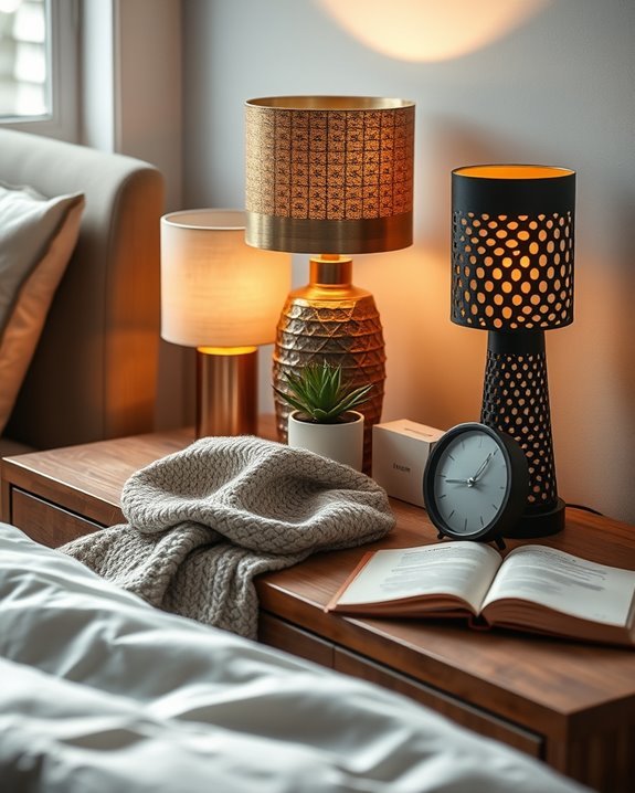 textured metal lamps enhance decor