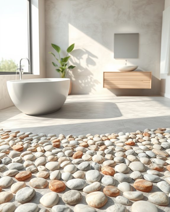 textured pebble bathroom flooring