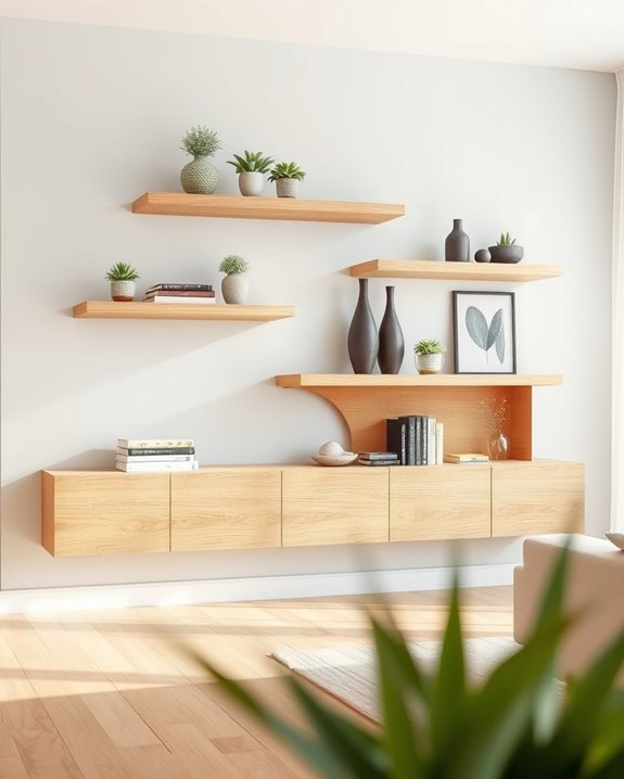 textured shelves enhance decor