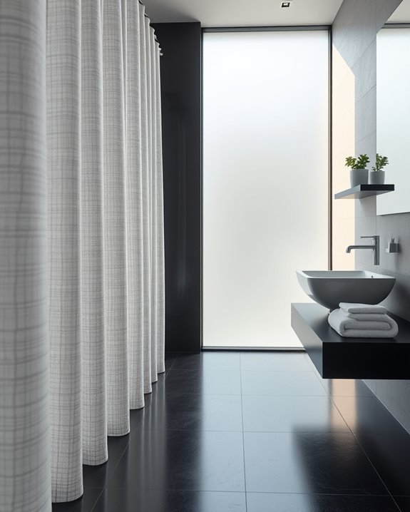 textured shower curtains enhance aesthetics