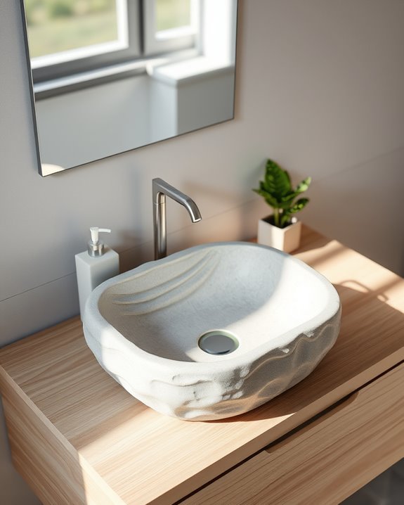 textured sinks enhance bathrooms