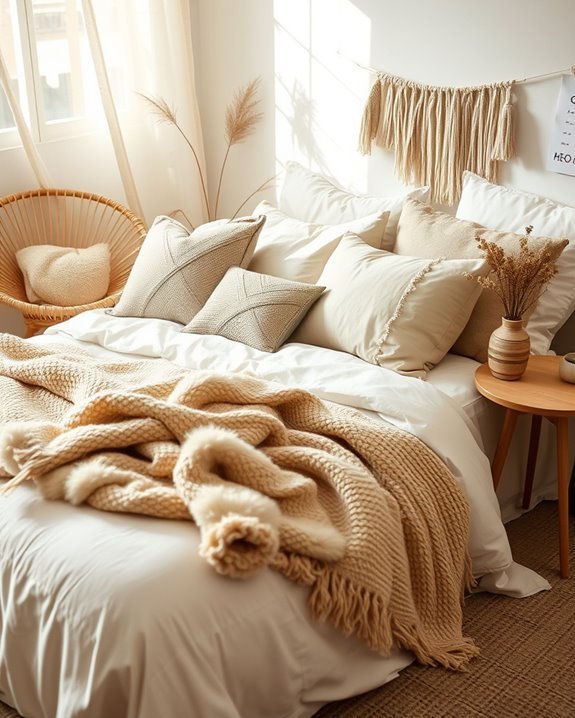 textured throws and pillows