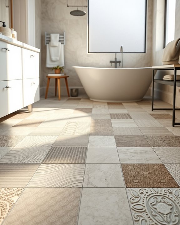 textured tiles enhance bathrooms