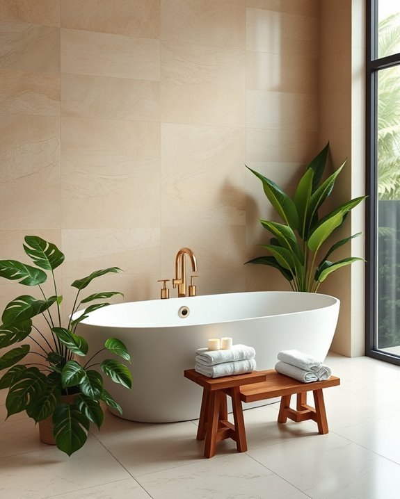 textured tropical bathroom finishes