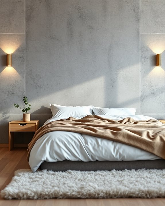 textured wall with sconces
