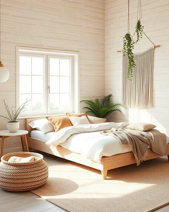 textured wallpaper enhances coastal charm
