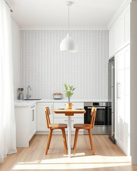 textured wallpaper enhances kitchens
