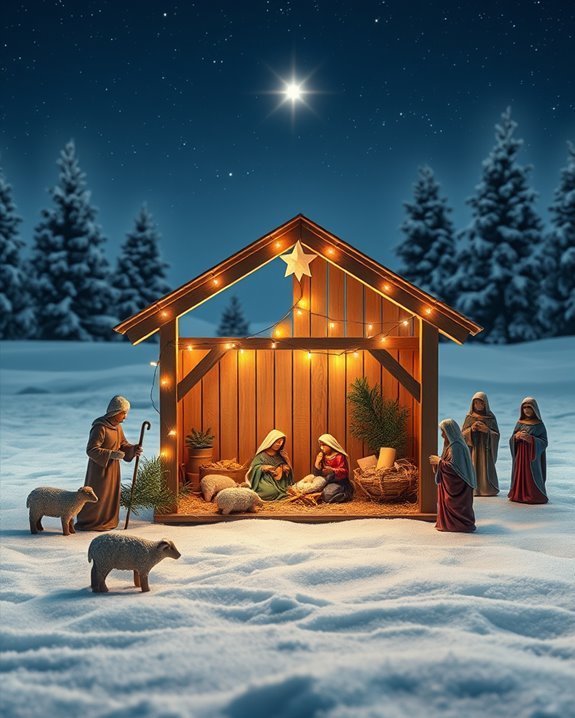 themed outdoor nativity display