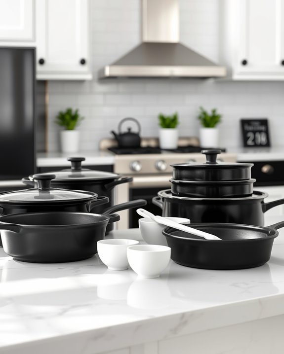 timeless black and white cookware