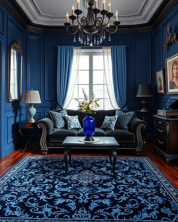 timeless blue and black decor