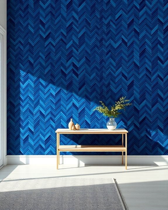timeless blue herringbone elegance