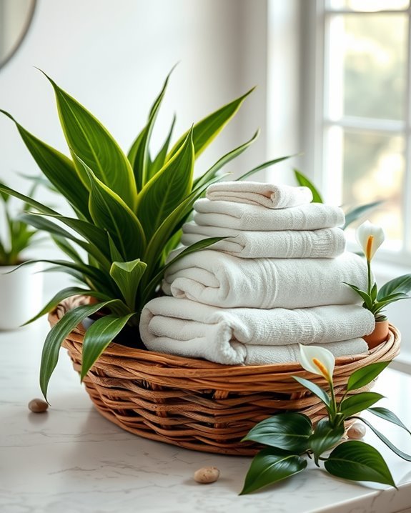 towel display with plants