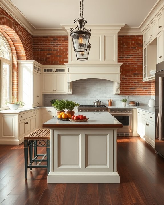 traditional brick kitchen accents