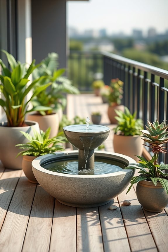 tranquil balcony water feature
