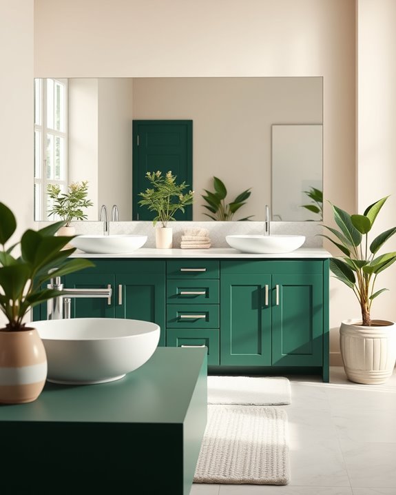 tranquil forest green bathroom