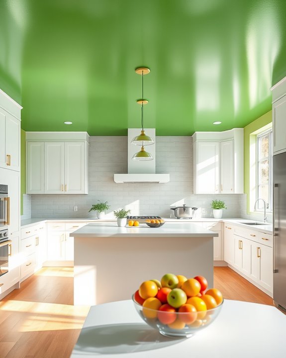 tranquil green kitchen ceiling