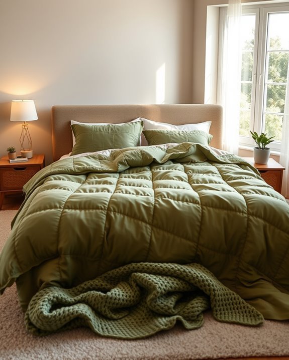 tranquil olive green quilts