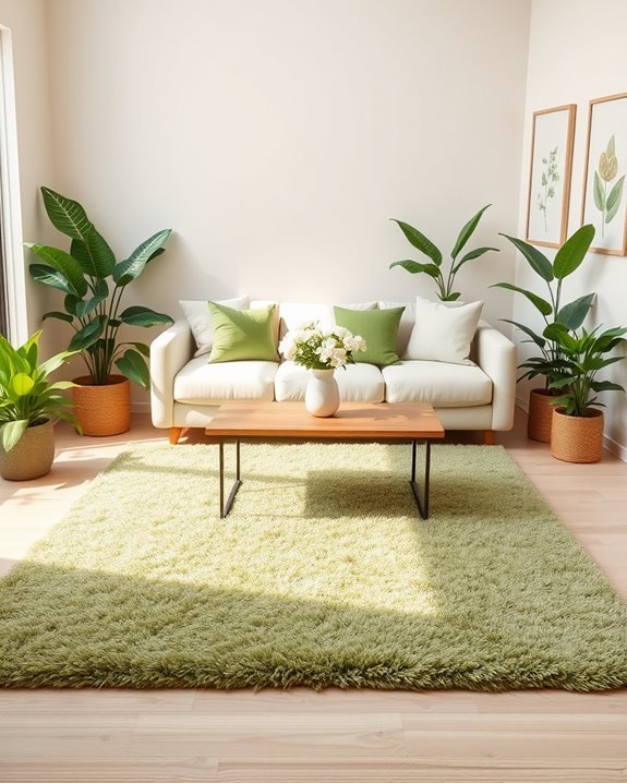 tranquil soft green rugs