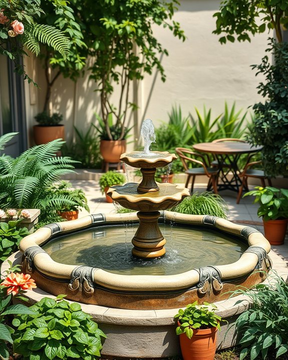 tranquil water fountain ambiance