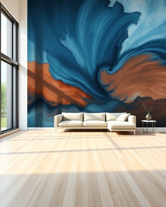 transformative blue and brown murals