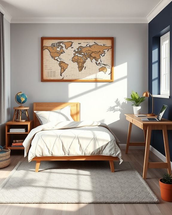 travel inspired bedroom decor