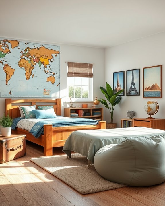 travel inspired bedroom decor