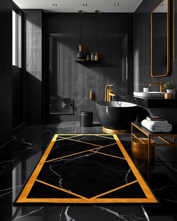 trendy black and gold rugs